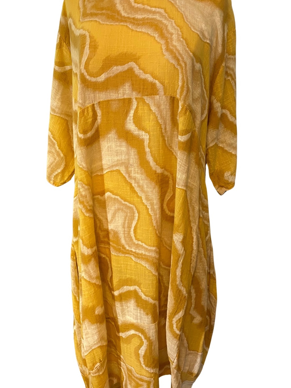 Cotton Yellow Marble Print Dress
